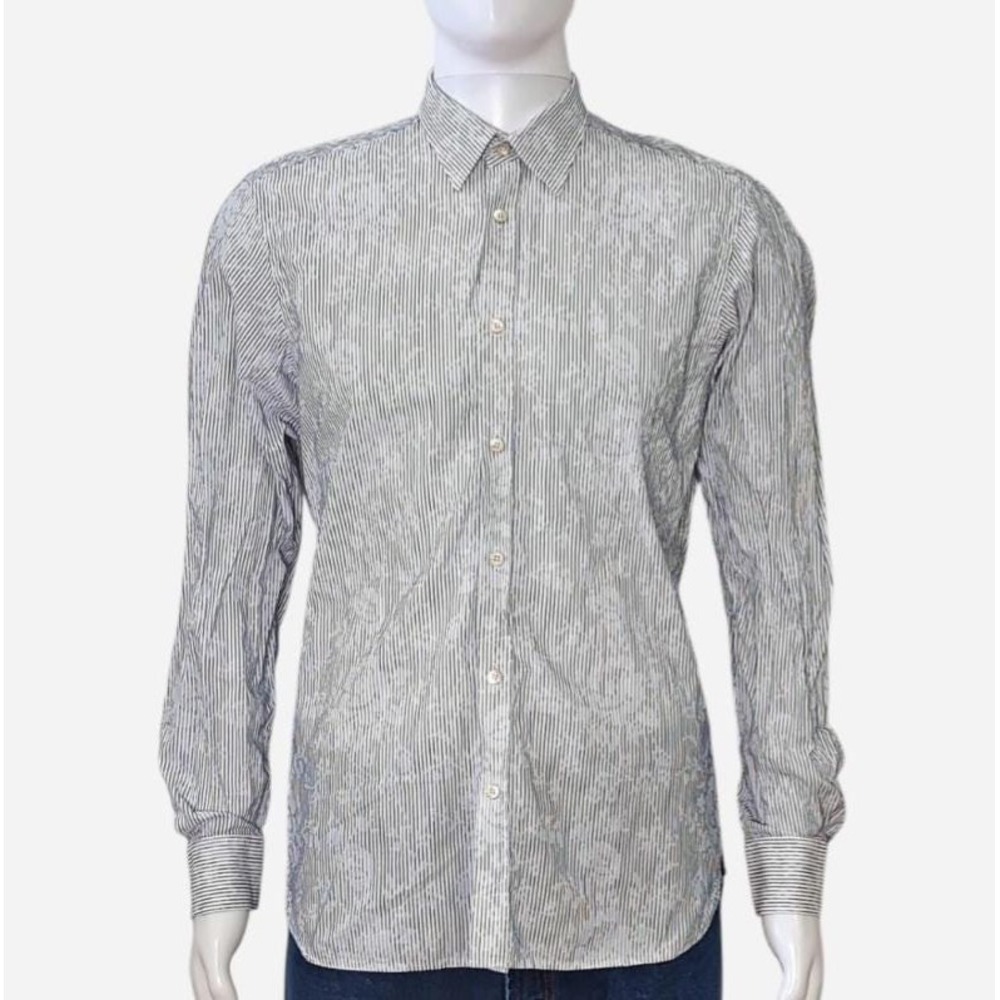 Ted Baker Jacquard Striped Floral Button-Up Shirt (Size 3/Medium)